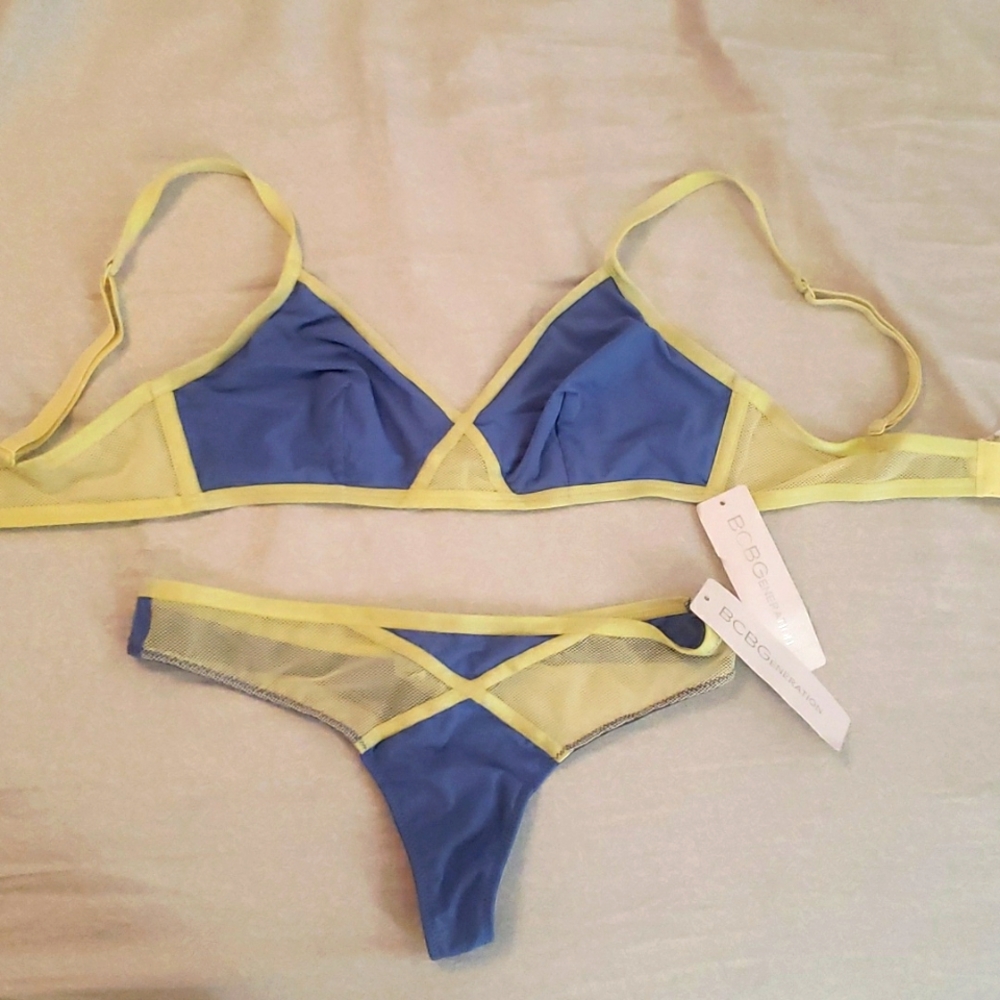 BCBG Bralette and Thong Set S - XS Ukrainian Flag 🇺🇦 colors!